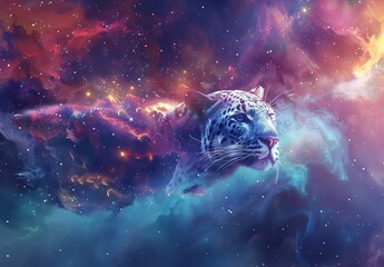 Merge animal figures with cosmic backdrops for a celestial feel - obrazy, fototapety, plakaty