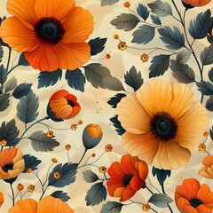 Serenity and Beauty of Nature in Vibrant Floral Illustration