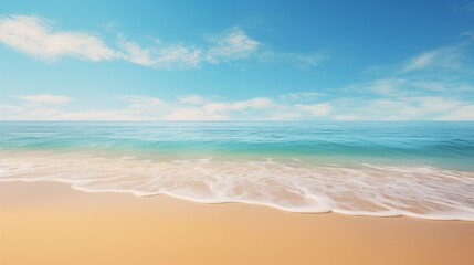 Fototapeta na wymiar Serene Beach Scenery with Sunny Horizon and Gentle Waves