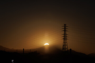 富士山_夕方_太陽