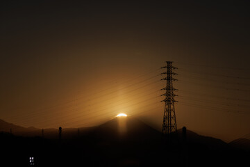 富士山_夕方_太陽