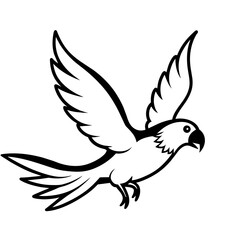 Parrot-bird-fly-on-white-silhouette-vector