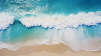 Aerial View of Gentle Waves Crashing on a Pristine Sandy Beach