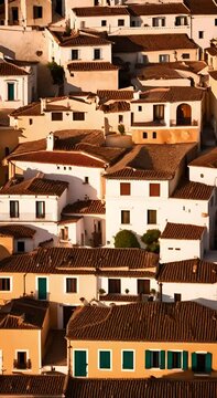 Mediterranean style houses in Italy and Spain, featuring stucco exteriors, red tile roofs, and arched windows.