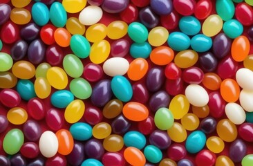 Obraz premium Multicolor background with multicolored gummies highlighted by color scheme,lots of candies,sweet candies