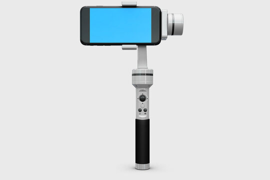 Mobile phone with selfie stick mockup 3D Rendering