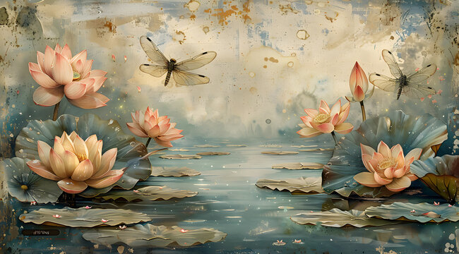 Nature's Nouveau: Elegance and Intricacy Merge in a Serene Pond Portrait