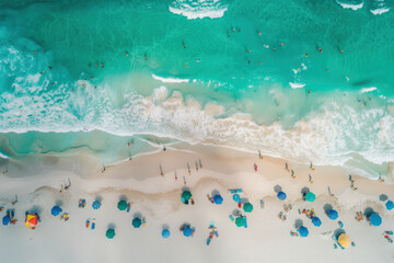 Fototapeta premium Aerial Drone Shot of a Tropical Beach, Generative AI