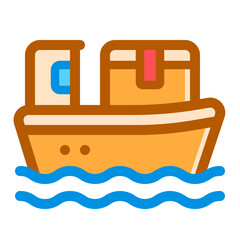 Cargo Ship Color Outline Icon