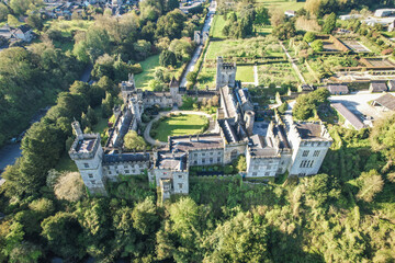 Behold Lismore Castle in County Waterford, Ireland, as if viewed through the eyes of an eagle,...