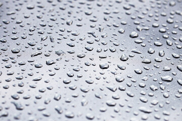 Water drops background. Wet glass surface texture. Shiny reflection. Bubble dew pattern. Waxed car...