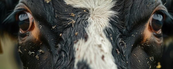 A close up of a cow's eyes.