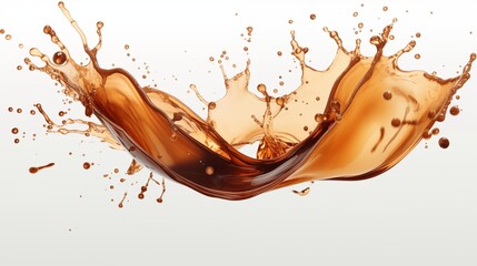 Vibrant caramel-colored liquid capture depicting dynamic splash in mid-air - obrazy, fototapety, plakaty
