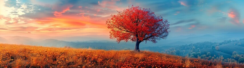 Autumns Beauty Colorful Tree Fall Landscape Panorama