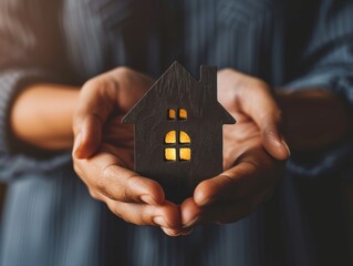 Secure Home Insurance Concept: House Model in Hands