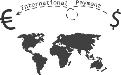 A world map with a dollar and euro on it