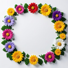 Frame made of pixel flowers. Illustration for design.