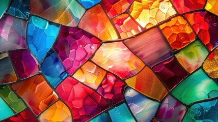 Colorful stained glass background created with Generative AI