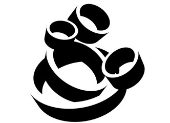 Modern vector pattern of black rings on a white background. Wall art. Disco style. Trendy background