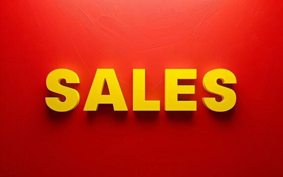 Simple 'Sales' Inscription on a red color Background - Discount Events, Seasonal Sales, Commercial Advertising - Retail, Marketing