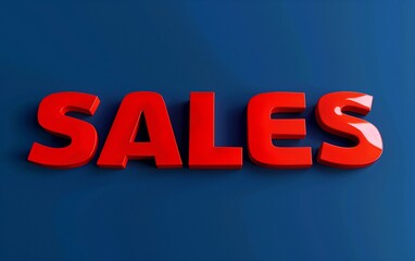 Simple 'Sales' Inscription on a Blue color Background - Discount Events, Seasonal Sales, Commercial Advertising - Retail, Marketing