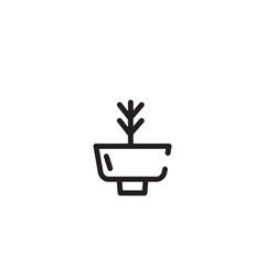 Green Plant Pot Line Icon