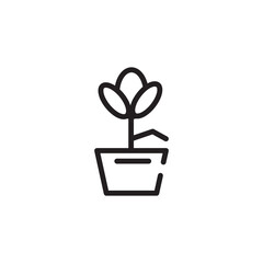 Outline Plant Pot Line Icon