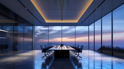 Picture of a conference room with a view outside