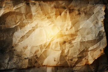 Old vintage paper with a glowing center and grunge vignette - generative ai