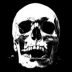 Skull head illustration isolated on black background