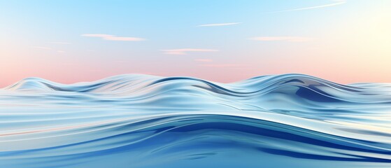 Soft waves on a reflective water surface, minimal 3D illustration,
