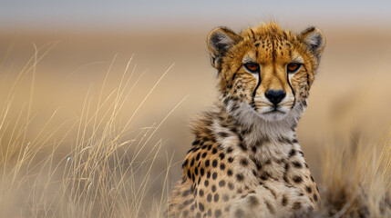 Majestic Cheetah Surveying the Golden Savannah at Sunset