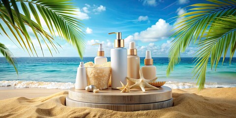 splay object empty space sand product nature freshness stand ocean backdrop concept template sea advertising summer poduim abstract object space beige showcase racked sea cosmetic empty beach