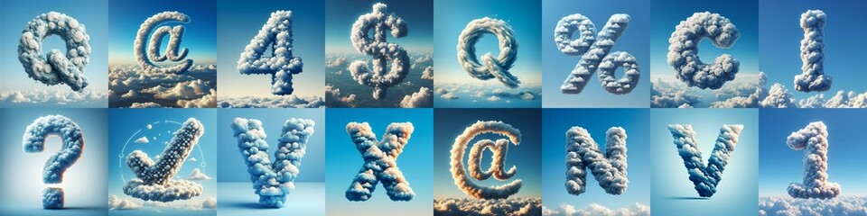 Naklejka premium Cloud lettering. AI generated illustration