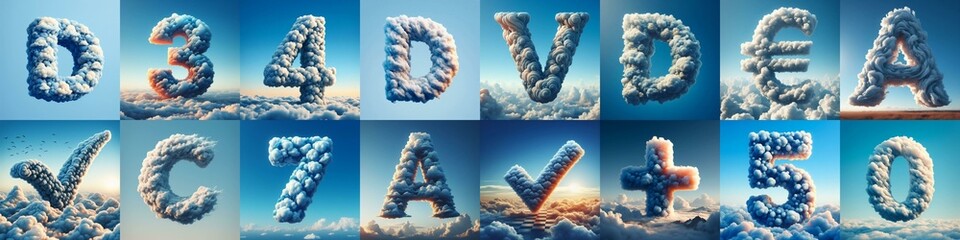 Cloud lettering. AI generated illustration - obrazy, fototapety, plakaty