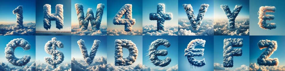 Cloud lettering. AI generated illustration - obrazy, fototapety, plakaty