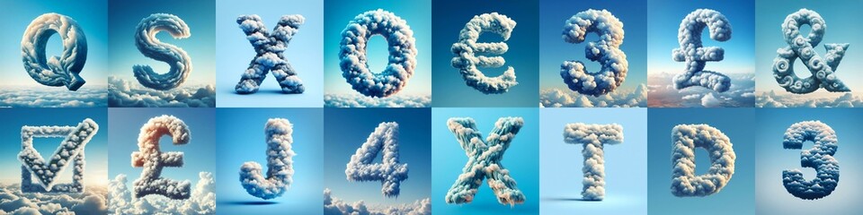 Cloud lettering. AI generated illustration