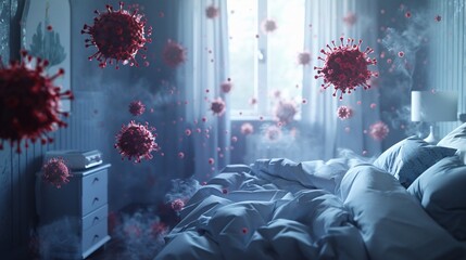 A red virus cluster is spreading in bedroom