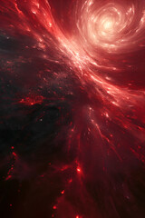 Ethereal Red Sparkling Vortex - Abstract Cosmic Background