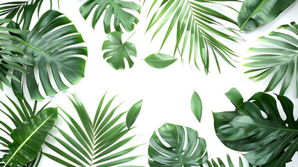 collection of green and tropical monstera palms