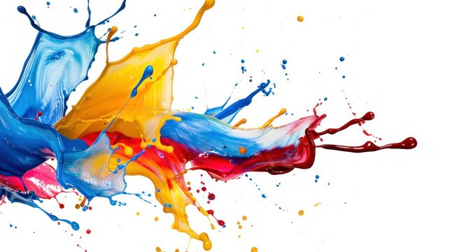 paint splash and brush on white and clean background