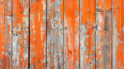 Old painted orange wood wall, vintage rustic texture or background