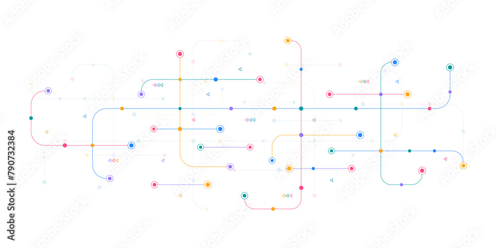 Wall mural digital technology concept with integrated circuit and network communication elements