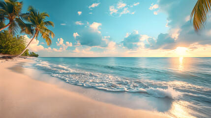 Serene Tropical Beach Pathway Leading to Tranquil Blue Ocean