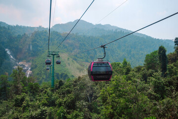 Danang, Vietnam  View of Ba Na Hills Mountain Resort with The longest non-stop single track cable...