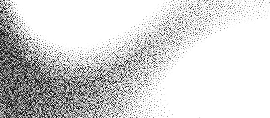 Dotwork abstract background, black grain texture, Abstract stipple sand effect, gradient backdrop from dots. Vector illustration.