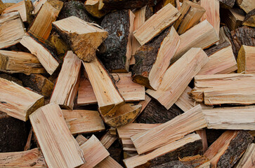 Photo with chopped wood firewood