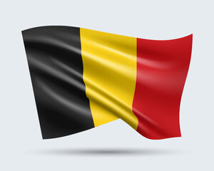 Vector illustration of 3D-style flag of Belgium isolated on light background. Created using gradient meshes, EPS 10 vector design element from world collection