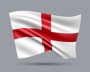 Vector illustration of 3D-style flag of England isolated on light background. Created using gradient meshes, EPS 10 vector design element from world collection