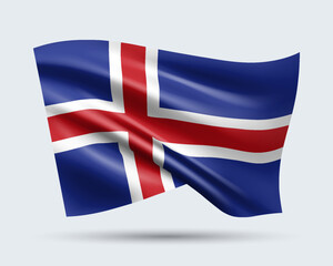 Vector illustration of 3D-style flag of Iceland isolated on light background. Created using gradient meshes, EPS 10 vector design element from world collection